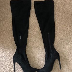 Black Suede Thigh boots
